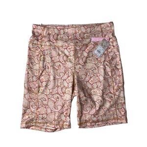 Kinsie Women’s Plus Caramel Paisley Performance Pocket Short sz 1X NWT